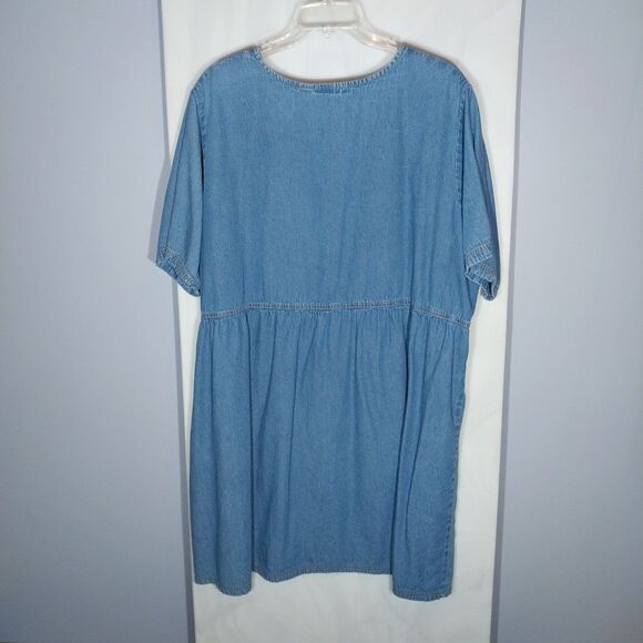Woman Within Denim Dress Plus Sz 32WP Blue Prairie Grandmacore Country Farmhouse - Picture 4 of 6
